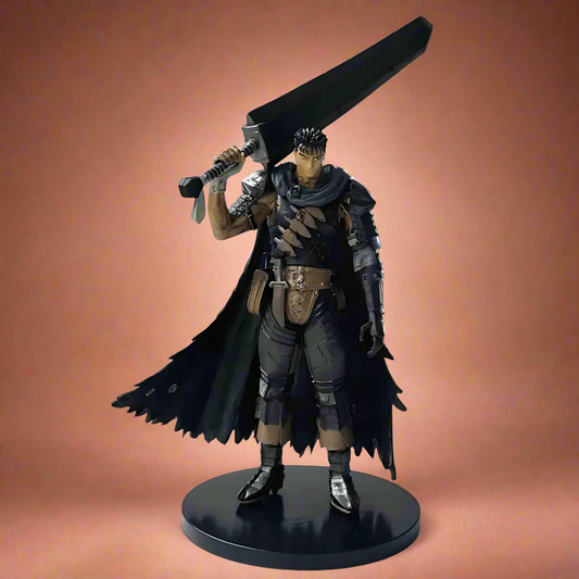 Figure of a warrior with a sword on a white background