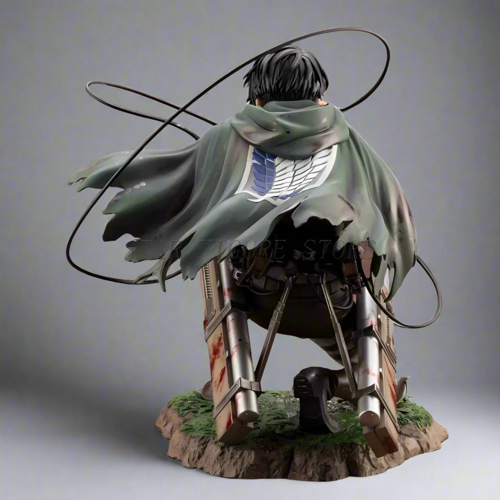 Figura de acción de Ataque a los Titanes, figura de Levi Ackerman de 18 cm, colección de Shingeki no Kyojin, estatua de Battle Damage Rivaille, modelo de juguetes.