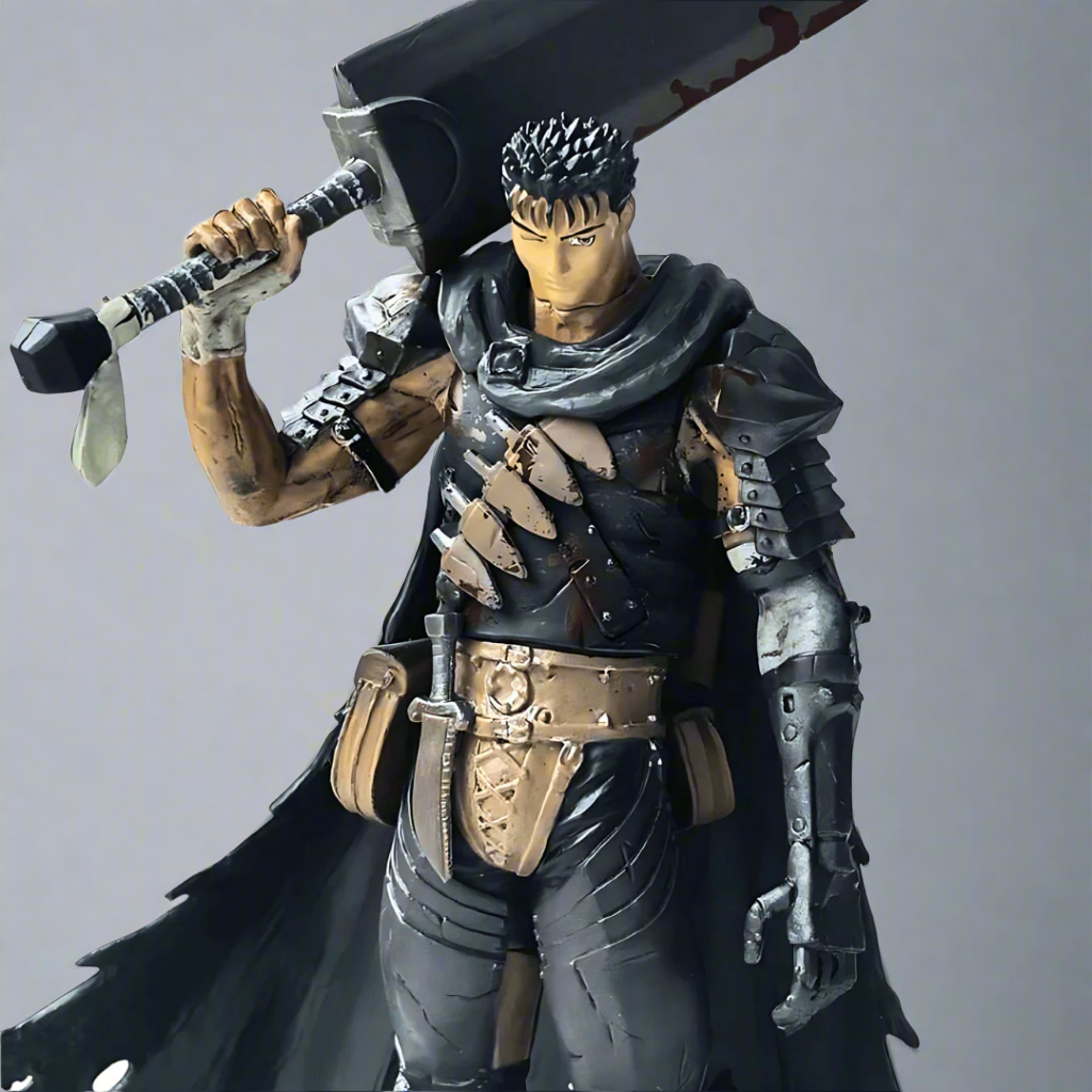 Action figure of a warrior holding a large axe on a white background