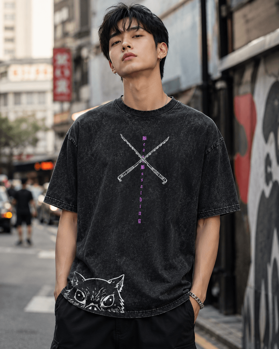 Hiko. Inosuke Demon Slayer T- SHIRT - BLACK