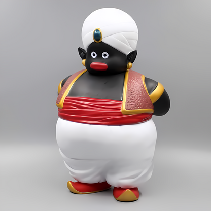 Close-up view of 'Mystical Guardian Popo' from Dragon Ball, highlighting the character's expressive eyes and the detailed textures on the red sash and golden shoulder pads.