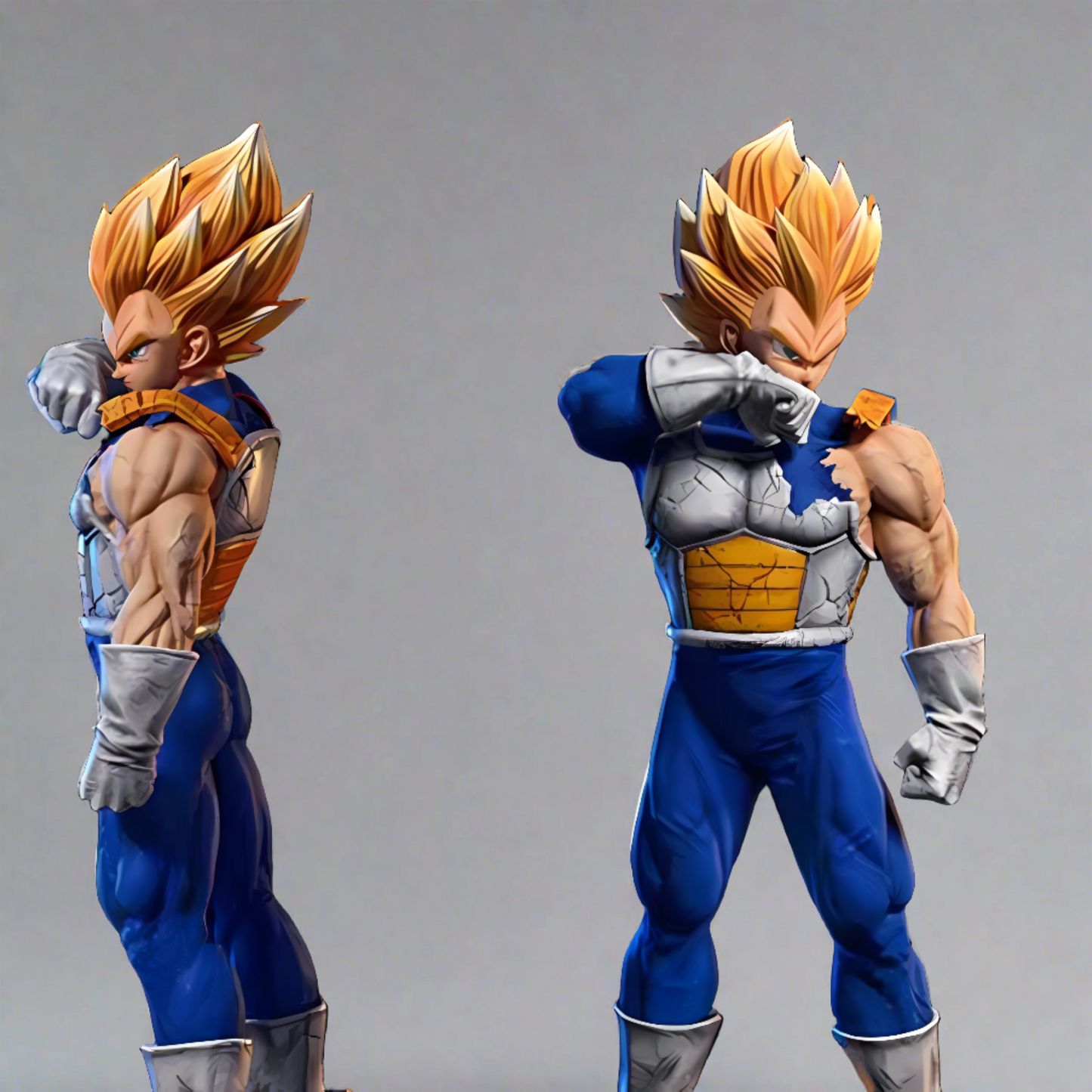 The collectible Saiyan Warrior Vegeta figure from Dragon Ball, in dynamic battle pose, representing the fiery spirit of the character.