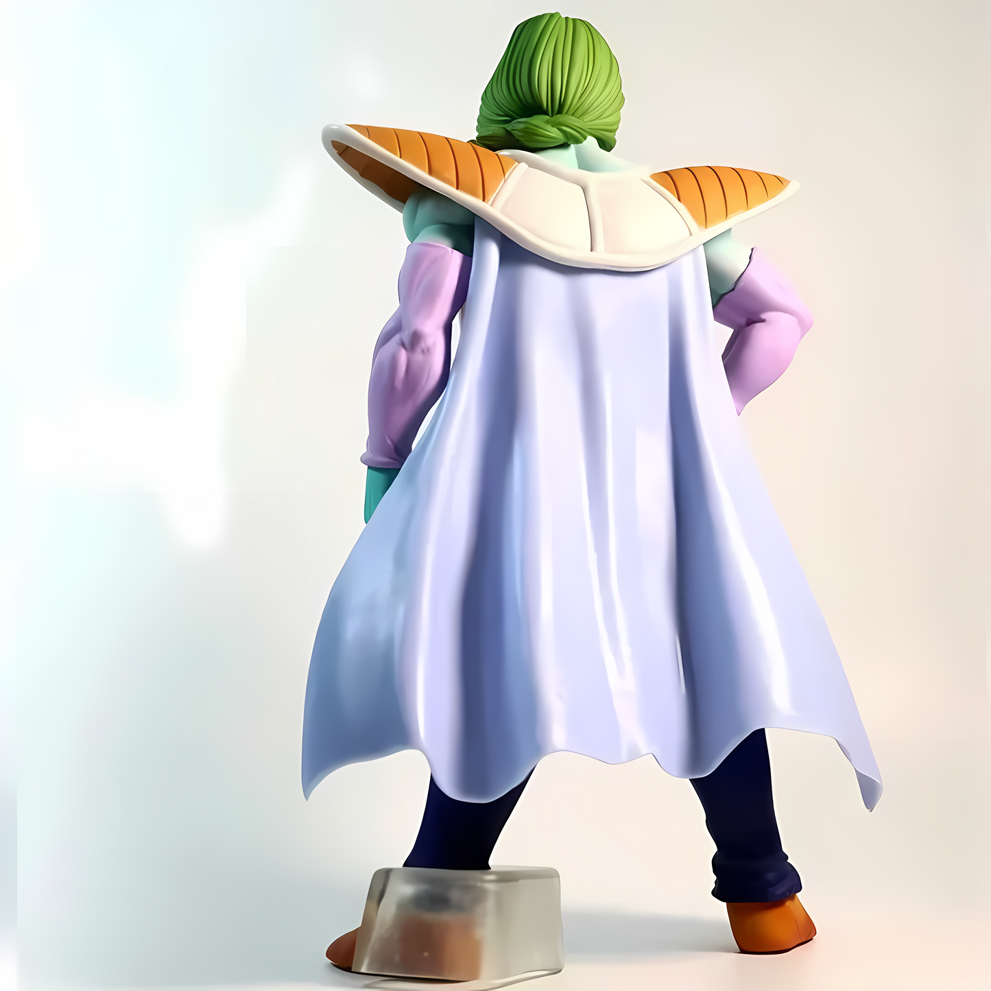 The back view of the Zarbon Dragon Ball collectible figure, featuring the flowing cape and sculpted muscles, emphasizing the craftsmanship of Dragon Ball figures for collectors.