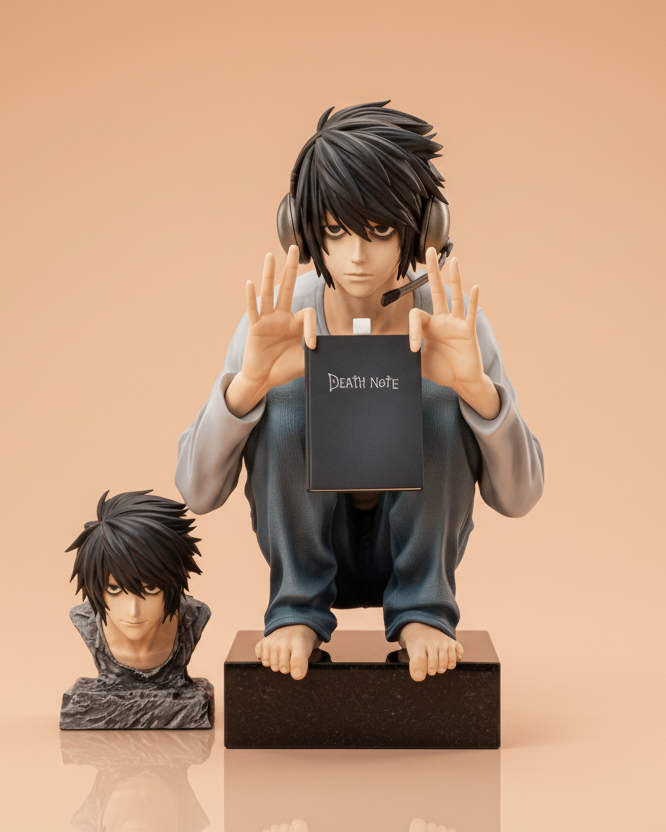 Death Note Anime Figure Pale Genius Crouch L 20cm (7.87") Collector Statue