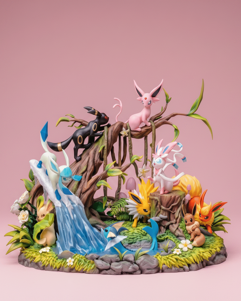 Pokémon Anime Figure Forest of Evolutions Eevee, Vaporeon, Jolteon, Flareon, Espeon, Umbreon, Glaceon, Leafeon and Sylveon 27cm (10.63") Collector Statue