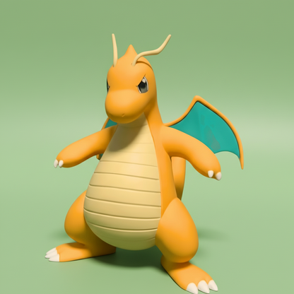Dragonite Pokémon figure standing – front view with wings open