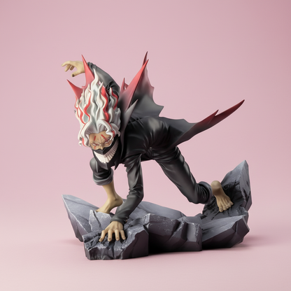 Takakura Ken Awakened Form anime figure crouching on rocky base – full view