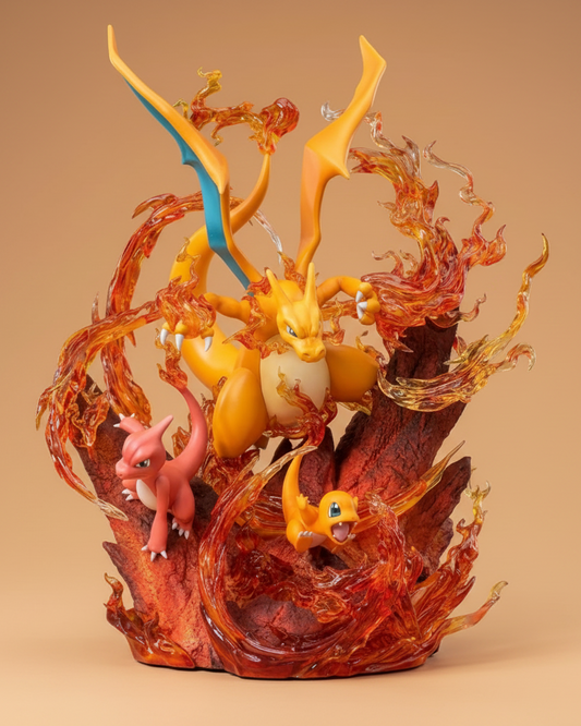 Pokemon Anime Figure Charizard, Charmander and Charmeleon: Flames of Evolution 30cm (11.81") Collector Statue