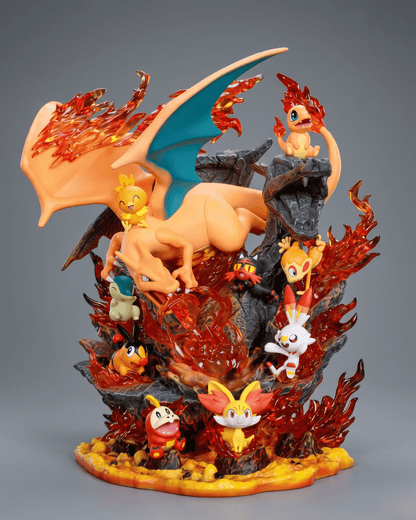 Pokémon Anime Figure Charizard’s Blazing Legacy Charmander, Torchic, Chimchar, Tepig, Fennekin, Litten, Scorbunny and Fuecoco 32cm (12.6") Collector Statue