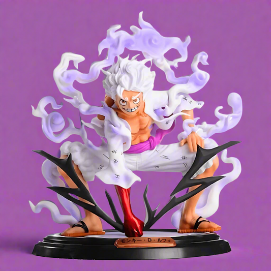 Action figure with white hair and orange outfit on a white background