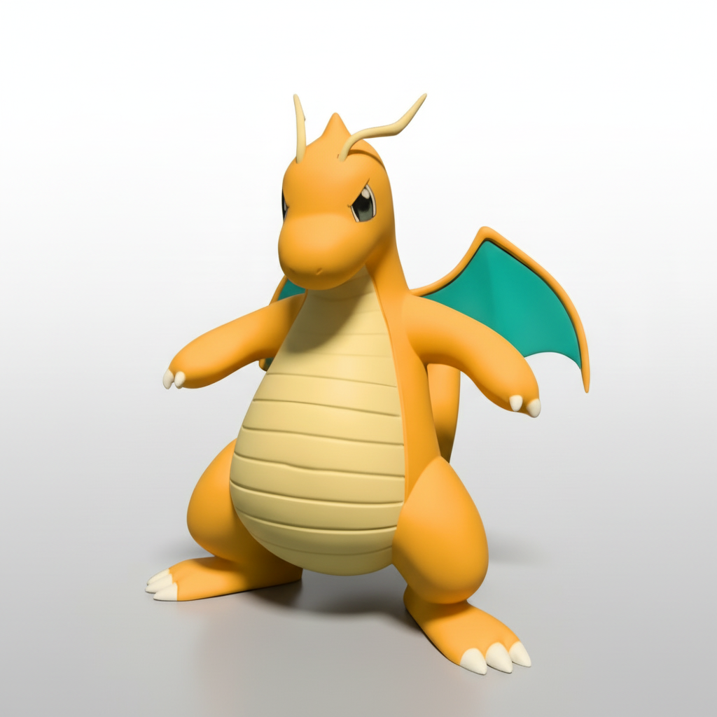 Dragonite anime figure with teal wings – front display view