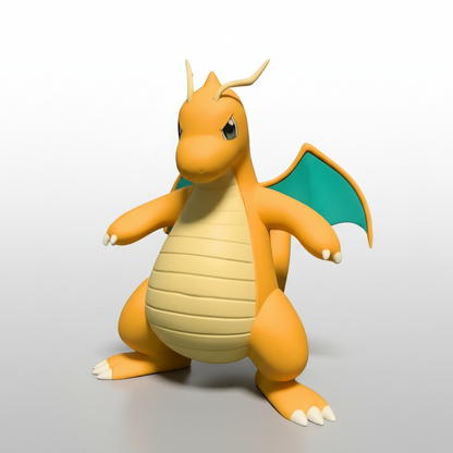 Dragonite anime figure with teal wings – front display view