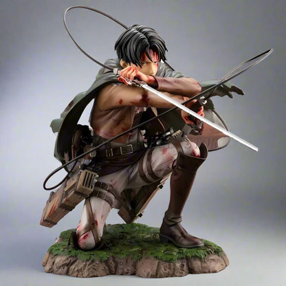 Figura de acción de Ataque a los Titanes, figura de Levi Ackerman de 18 cm, colección de Shingeki no Kyojin, estatua de Battle Damage Rivaille, modelo de juguetes.