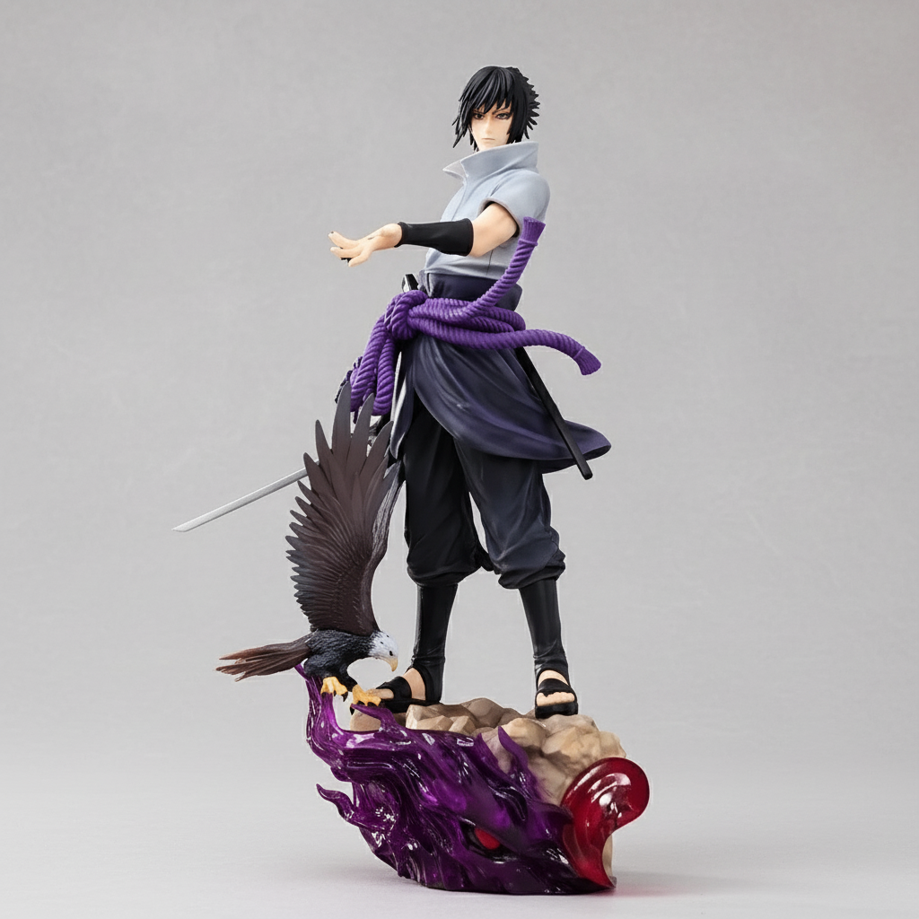 Sasuke Uchiha anime figure with sword and hawk – Destiny Rivals statue