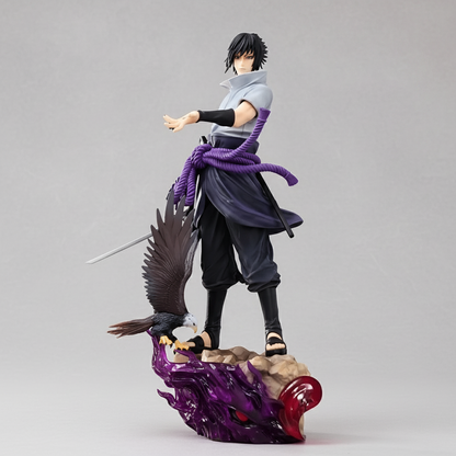 Sasuke Uchiha anime figure with sword and hawk – Destiny Rivals statue