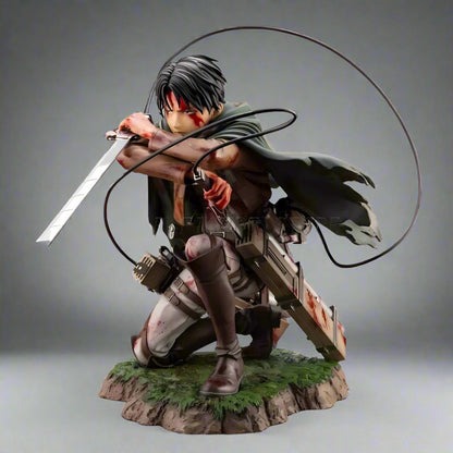 Figura de acción de Ataque a los Titanes, figura de Levi Ackerman de 18 cm, colección de Shingeki no Kyojin, estatua de Battle Damage Rivaille, modelo de juguetes.