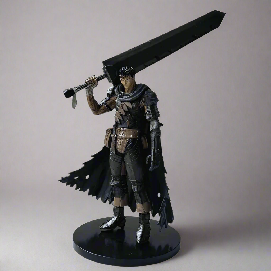 Figurine of a warrior holding a large sword on a white background