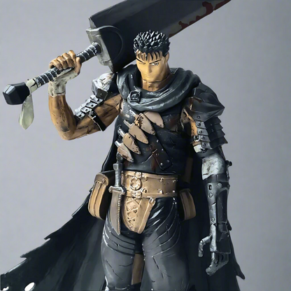 Action figure of a warrior holding a large axe on a white background