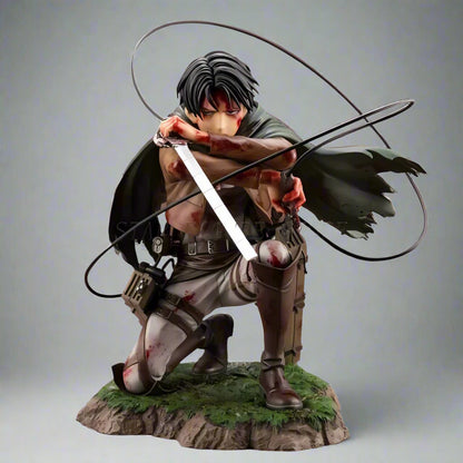 Figura de acción de Ataque a los Titanes, figura de Levi Ackerman de 18 cm, colección de Shingeki no Kyojin, estatua de Battle Damage Rivaille, modelo de juguetes.