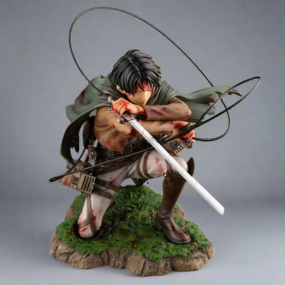 Figura de acción de Ataque a los Titanes, figura de Levi Ackerman de 18 cm, colección de Shingeki no Kyojin, estatua de Battle Damage Rivaille, modelo de juguetes.