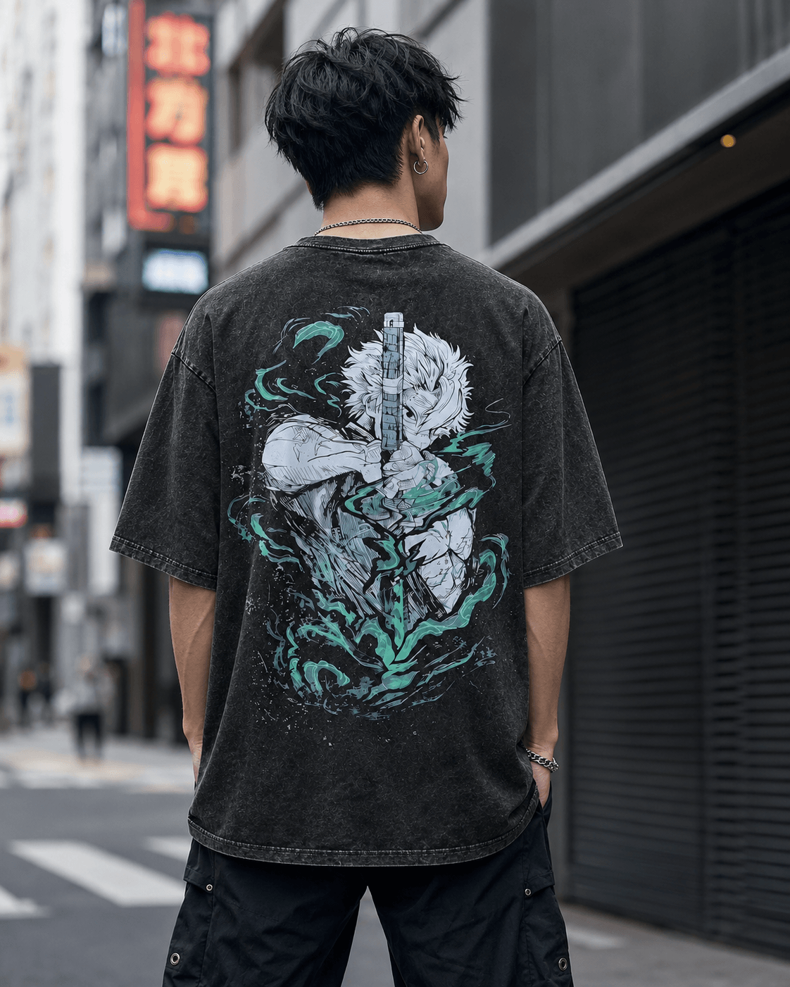 HIKO. Shinazugawa Sanemi Demon Slayer T-SHIRT- BLACK