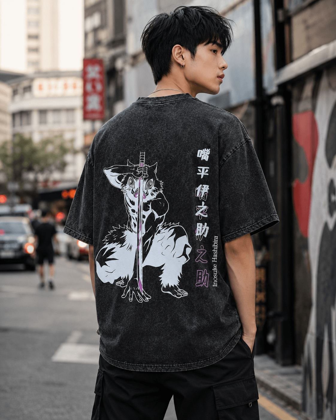 Hiko. Inosuke Demon Slayer T- SHIRT - BLACK