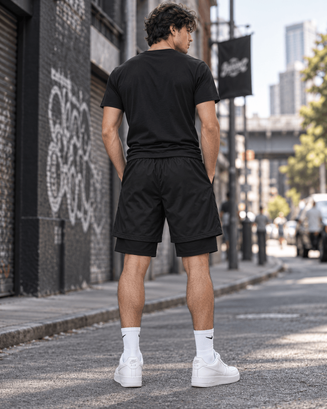 HIKO. ONE PIECE DOUBLE LAYERED SHORT-BLACK