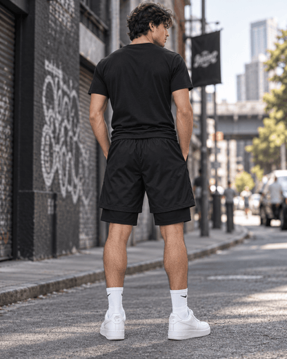 HIKO. ONE PIECE DOUBLE LAYERED SHORT-BLACK