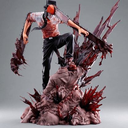 Denji from Chainsaw Man anime – PVC statue with intense movement and explosive base design.