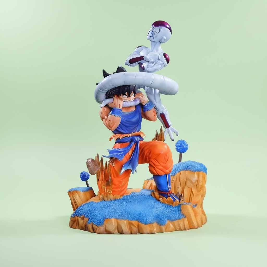 Dragon Ball anime statue Goku vs Frieza 25cm – dynamic battle scene with detailed Namek terrain.