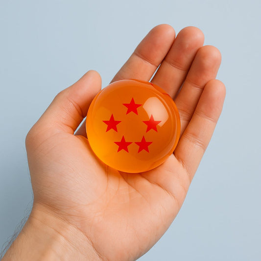 Dragon Ball replica with seven stars held in hand – realistic anime collectible crystal ball.