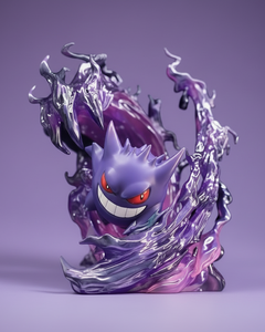 Gengar Pokémon figure emerging from dark aura – premium ghost-type PVC statue with dynamic swirl effect.
