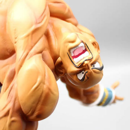 Close-up of Nappa's face from the collectible figure set, expressing the shock and defeat as Goku gains the upper hand in their epic battle.