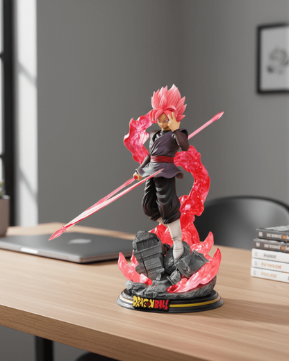 Goku Black Rose PVC figure displayed on desk – perfect Dragon Ball collectible for anime fans.