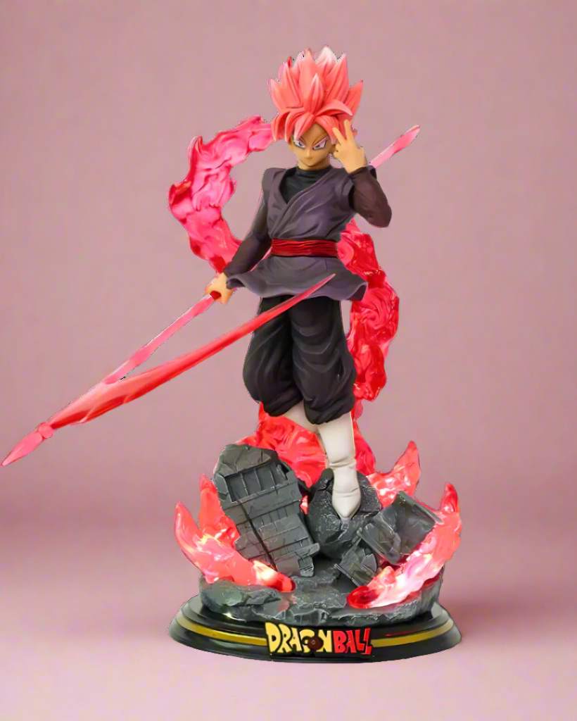 Goku Black Rose anime figure with energy sword – Dragon Ball Super PVC statue on detailed base.