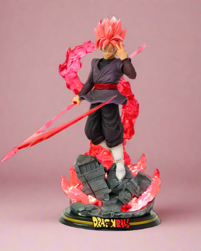 Goku Black Rose anime figure with energy sword – Dragon Ball Super PVC statue on detailed base.