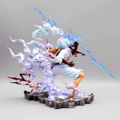 Luffy Gear 5 PVC collectible – mid-action pose with dynamic sculpt and crackling effects.