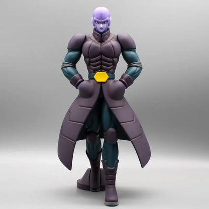 Front view of the 'Precision Hit' Dragon Ball collectible figure, featuring Hit in his signature dark purple uniform with hands confidently on his hips.