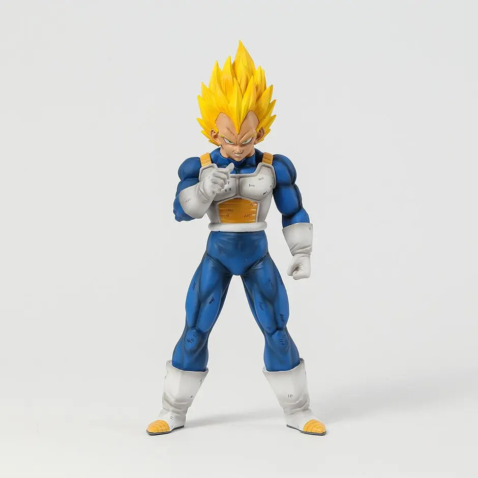 Single Vegeta figure in the Super Saiyan form, portrayed with striking yellow hair and a determined expression, set against a plain white background.