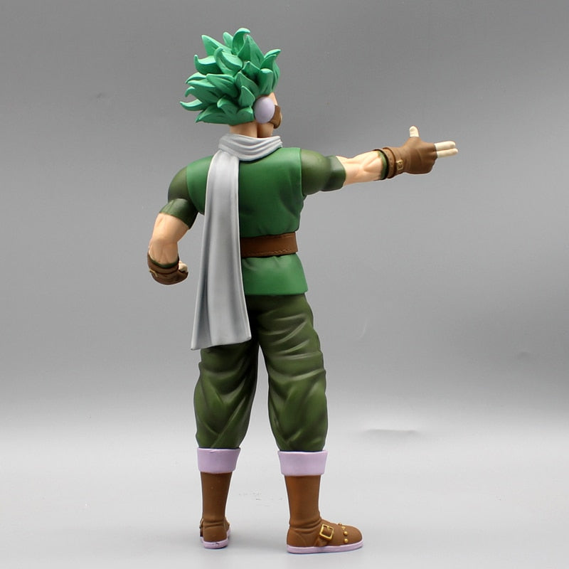 Rear view of Granolah the Survivor Dragon Ball collectible figure, showcasing the character's flowing cape and detailed costume design for collectors.