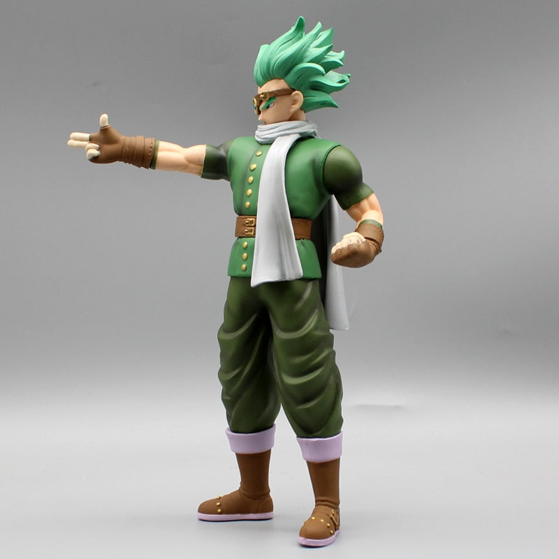 Rear view of Granolah the Survivor Dragon Ball collectible figure, showcasing the character's flowing cape and detailed costume design for collectors.