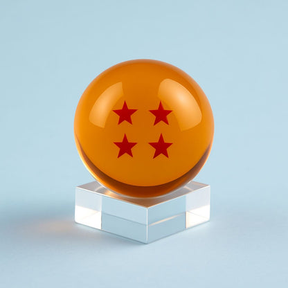 Seven-star Dragon Ball replica displayed on clear acrylic base – high-quality anime merchandise.