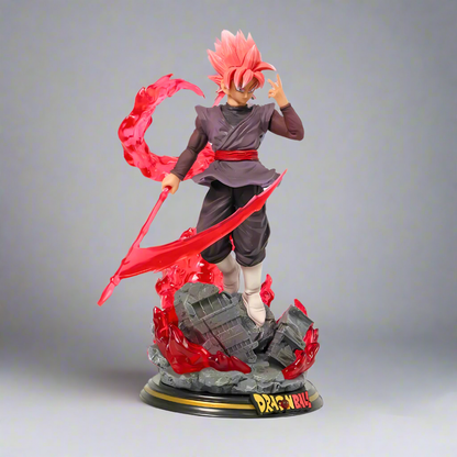 Side angle of Goku Black Rose figure – vibrant translucent aura and anime-accurate costume.