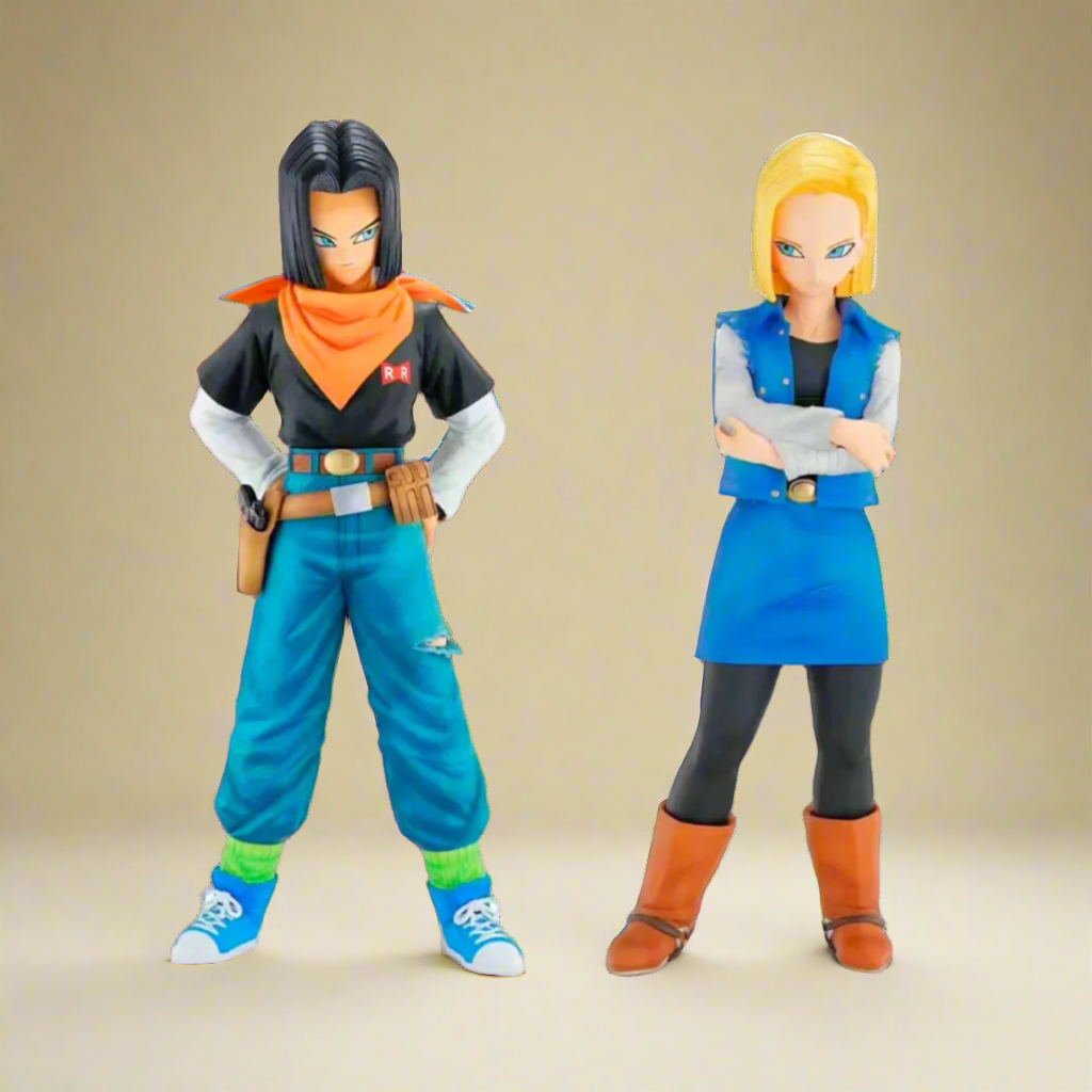 Dragon Ball Anime Figura Android 17 y 18 Twin Force 25cm (10") Estatua de PVC